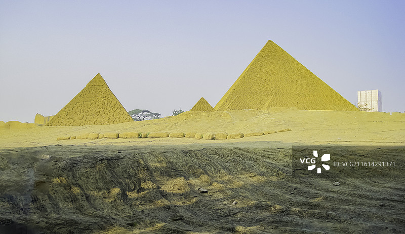 埃及“吉萨金字塔群”，世界七大奇迹之一，狮身人面像，图坦卡蒙黄金面具图片素材