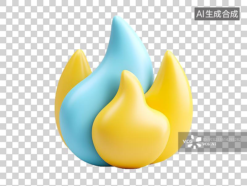 【AI数字艺术】一团蓝黄色卡通火焰图片素材