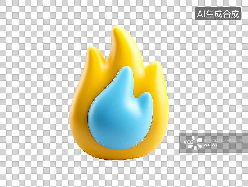【AI数字艺术】一团蓝黄色卡通火焰图片素材