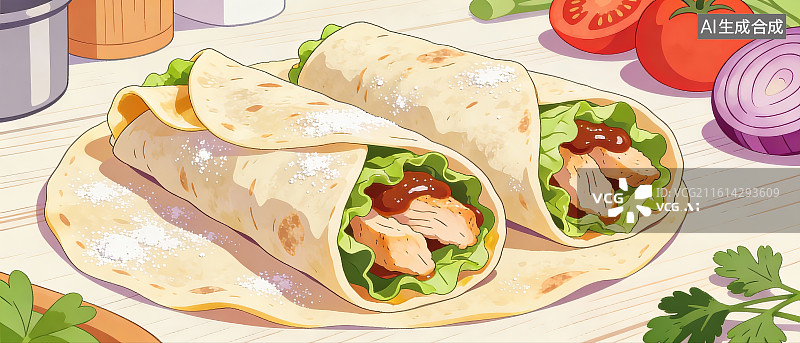 【AI数字艺术】立春节气食物春饼春卷图片素材