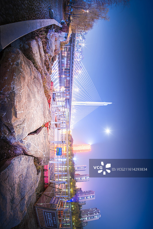 滕州解放大桥慢门夜景图片素材