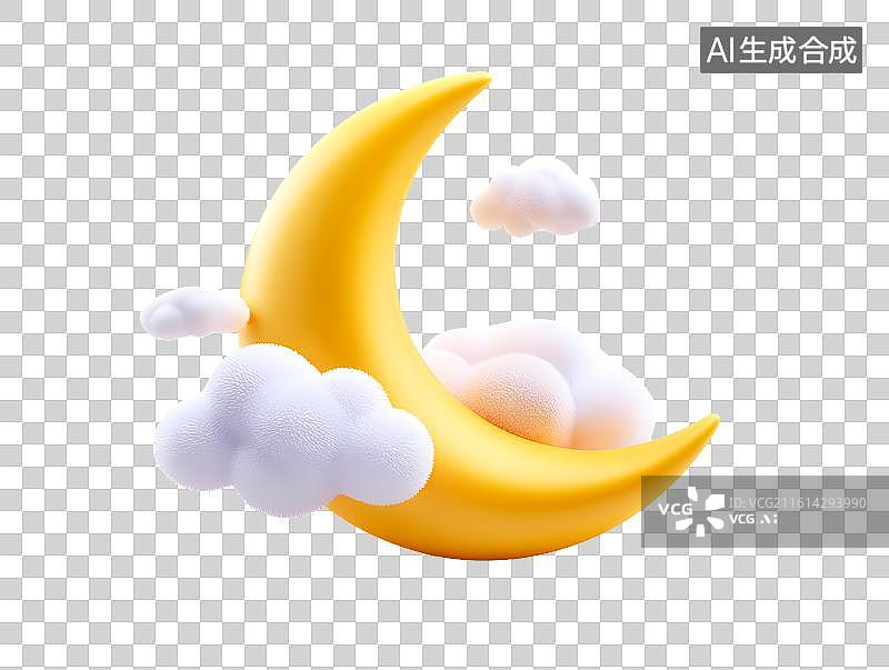 【AI数字艺术】卡通月亮和白云图片素材