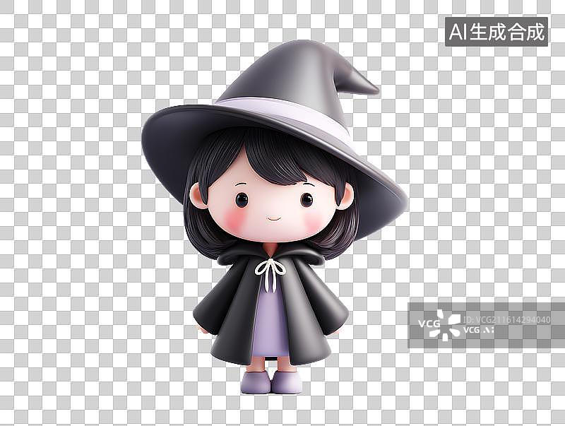 【AI数字艺术】一个穿着巫师服的可爱女生图片素材