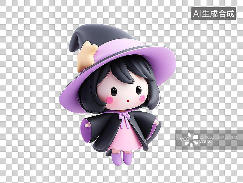 【AI数字艺术】一个穿着巫师服的可爱女生图片素材