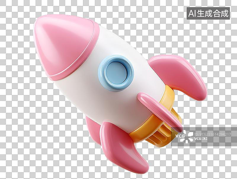 【AI数字艺术】粉红色卡通小火箭图片素材
