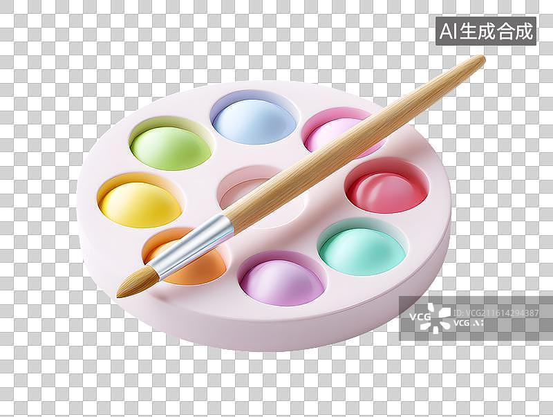 【AI数字艺术】调色板和画笔图片素材