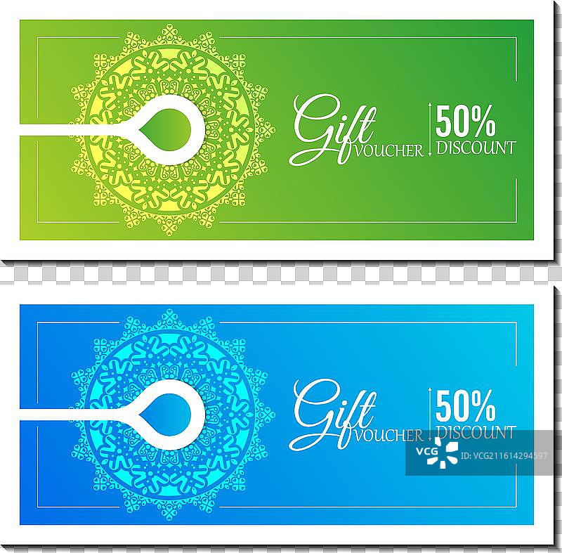 色彩缤纷的曼陀罗风格折扣礼券图片素材