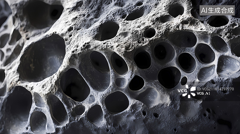 【AI数字艺术】火山岩多孔结构海报背景图片素材