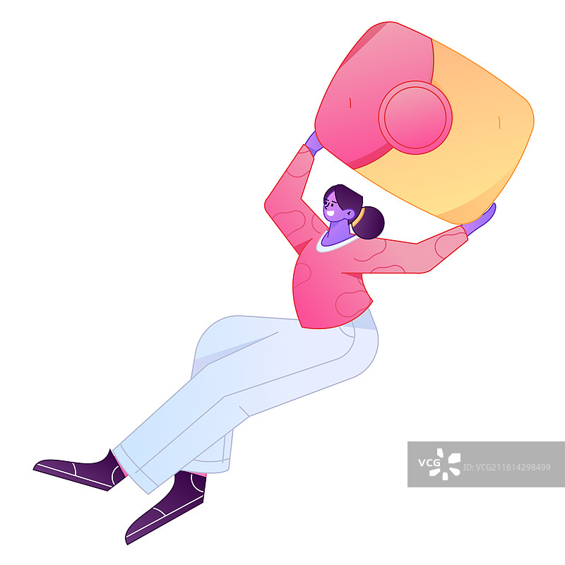 手持红包的人物庆祝春节矢量扁平渐变插画图片素材