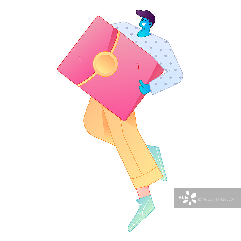 手持红包的人物庆祝春节矢量扁平渐变插画图片素材
