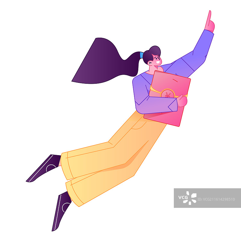 手持红包的人物庆祝春节矢量扁平渐变插画图片素材