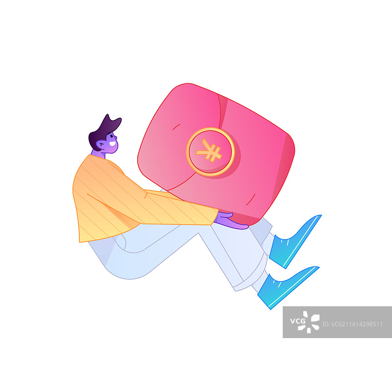 手持红包的人物庆祝春节矢量扁平渐变插画图片素材