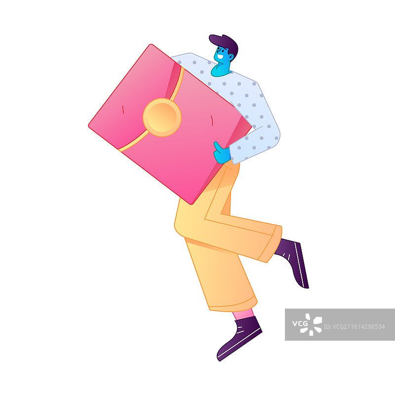手持红包的人物庆祝春节矢量扁平渐变插画图片素材