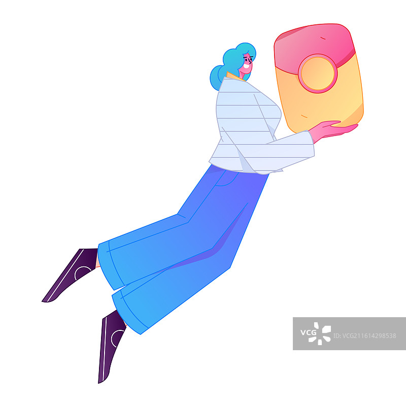 手持红包的人物庆祝春节矢量扁平渐变插画图片素材