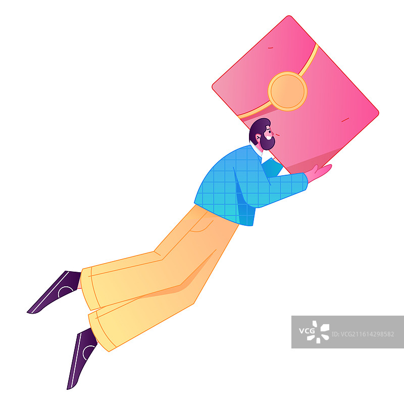 手持红包的人物庆祝春节矢量扁平渐变插画图片素材