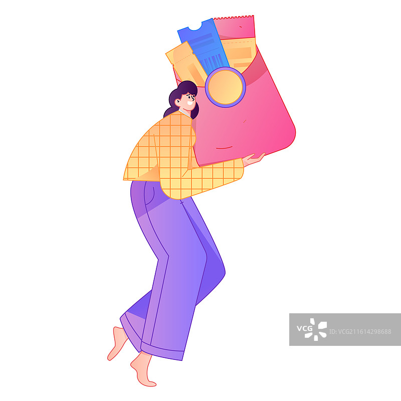 手持红包的人物庆祝春节矢量扁平渐变插画图片素材