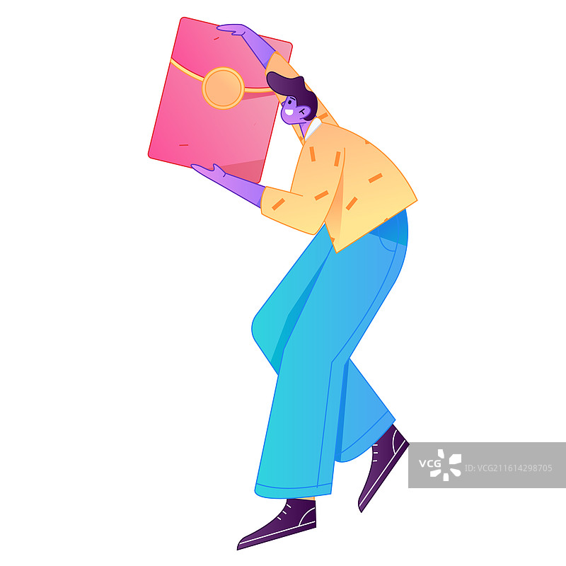 手持红包的人物庆祝春节矢量扁平渐变插画图片素材