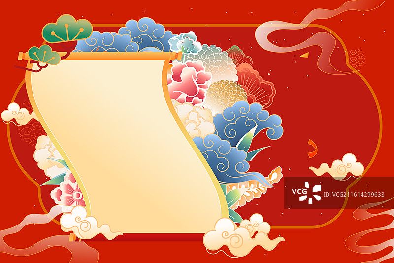 卡通新年春节年货节家人亲子团圆过年红包古建筑春运出行美食餐饮团圆饭电商消费中国风国潮渐变矢量插画图片素材