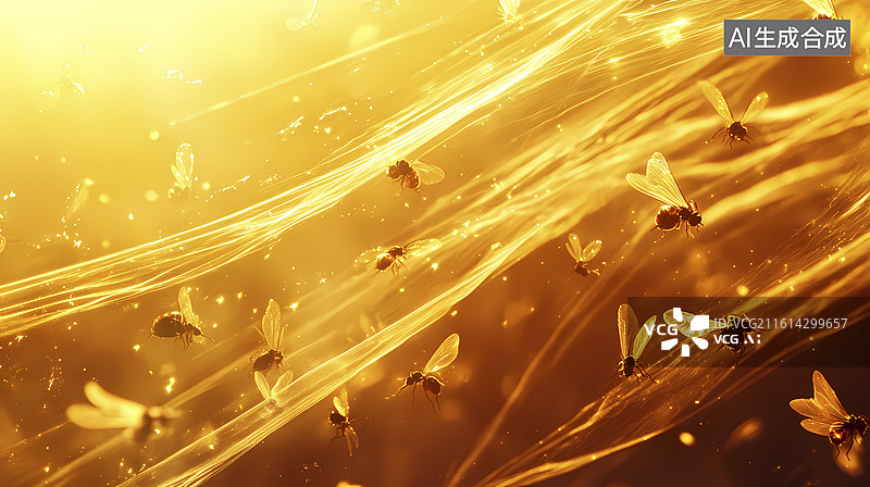 【AI数字艺术】​琥珀化石纹理海报背景图片素材