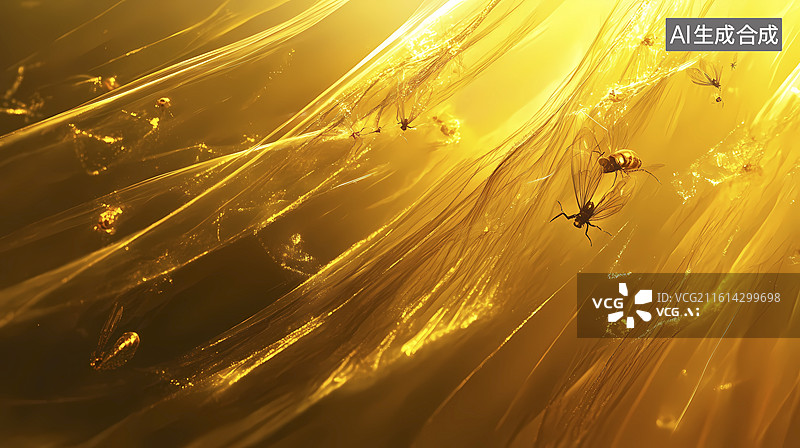 【AI数字艺术】​琥珀化石纹理海报背景图片素材
