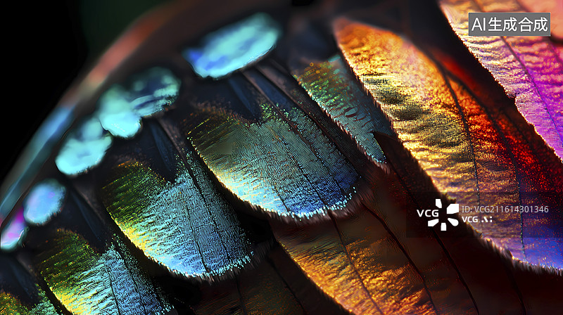 【AI数字艺术】蝴蝶翅膀鳞片纹理海报背景图片素材