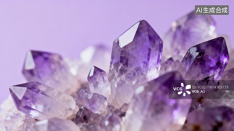 【AI数字艺术】紫水晶簇特写图片素材