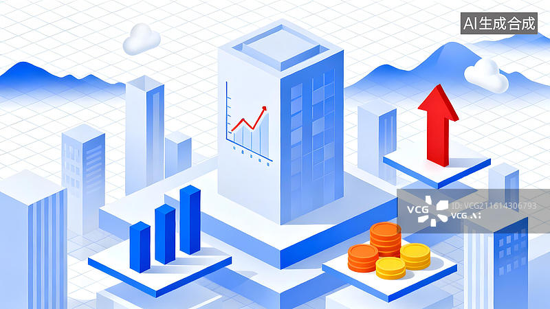 【AI数字艺术】城市经济数据增长示意图图片素材