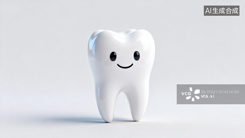 【AI数字艺术】微笑的卡通牙齿模型图片素材