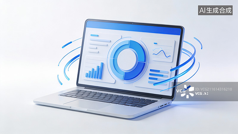 【AI数字艺术】笔记本电脑显示数据分析图表图片素材