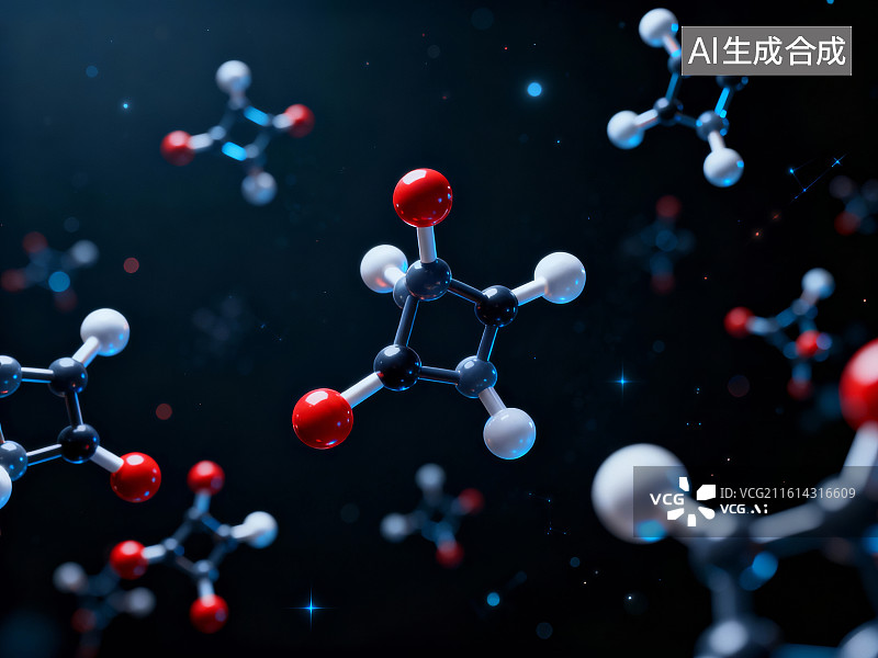 【AI数字艺术】化学分子结构示意图图片素材