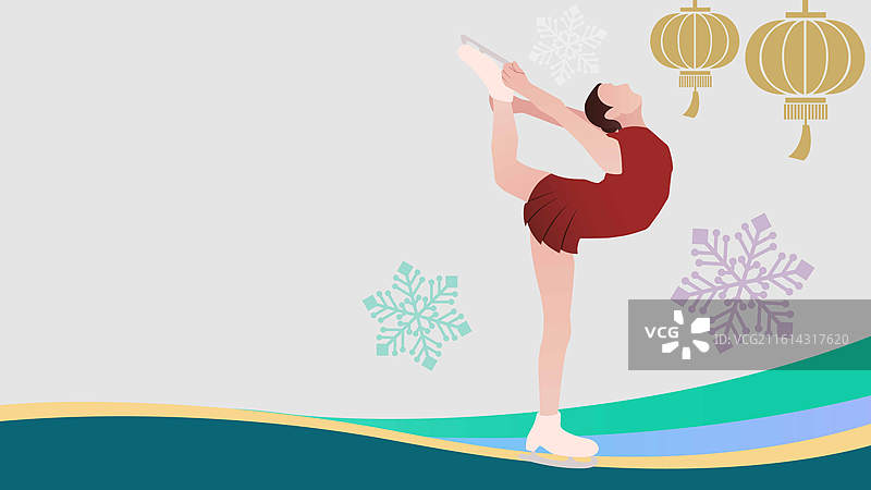 花样滑冰女子单人运动冬奥会冬季奥运会矢量插画图片素材