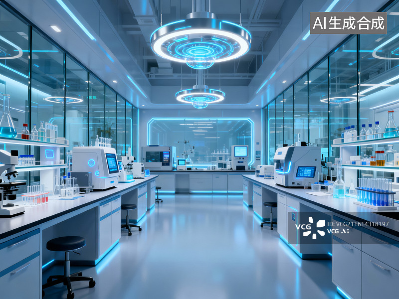 【AI数字艺术】未来科技感现代化实验室图片素材