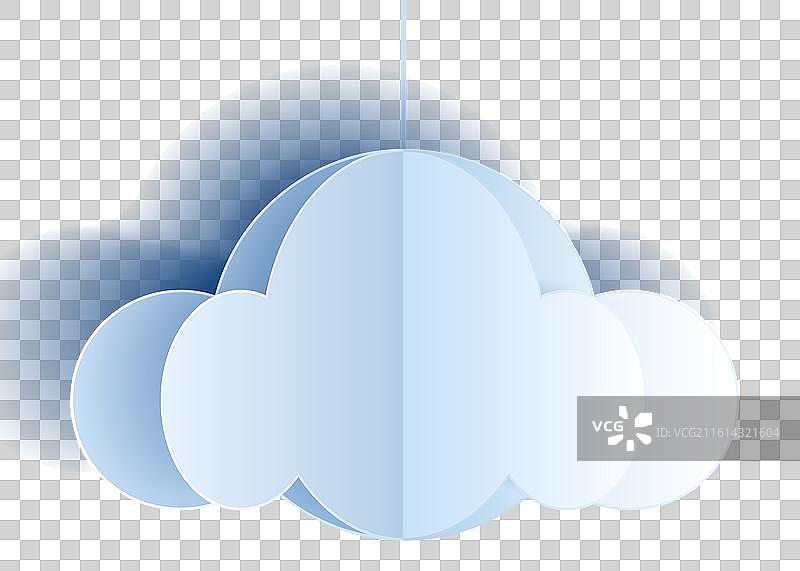 蓝色天空背景上的剪纸云彩套装图片素材