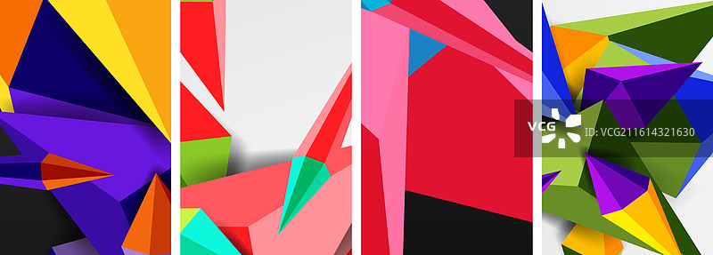 一组三角形几何低多边形3D图形图片素材