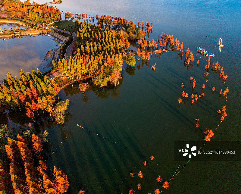 云南省玉溪市江川区星云湖天使之翼码头风光图片素材