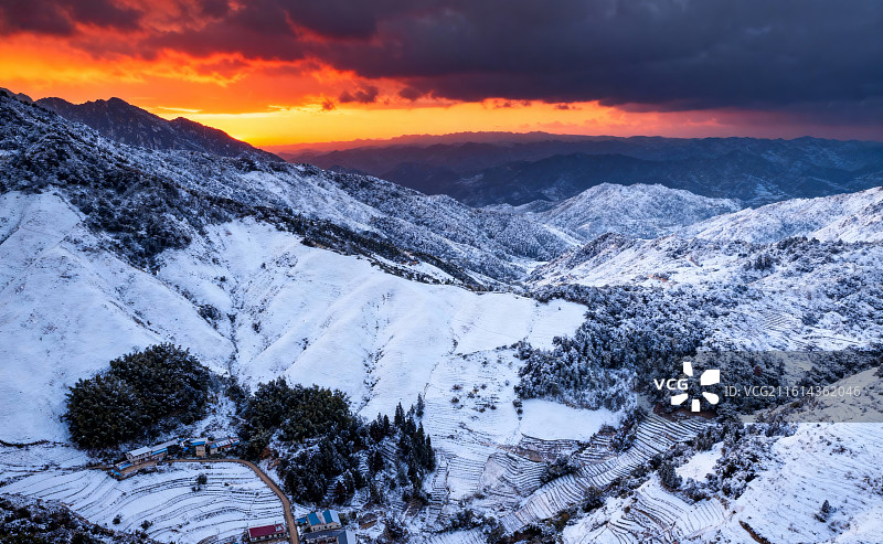 安徽九华山池州石台陵阳镇雪景图片素材
