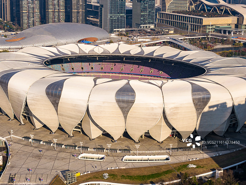 杭州亚运会场馆奥体中心体育馆航拍图片素材