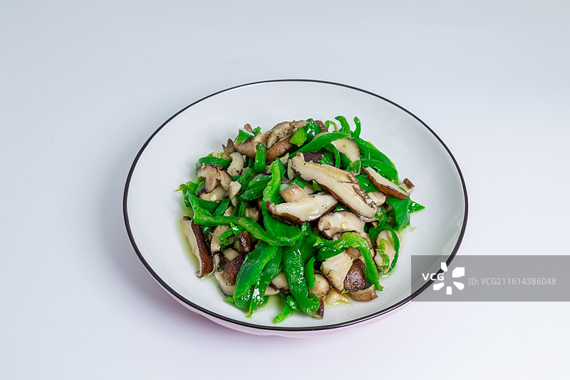 青椒炒香菇图片素材