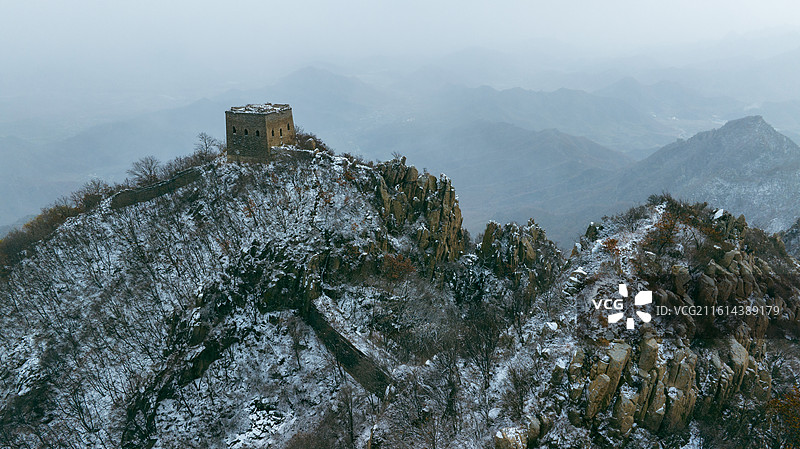 河北省秦皇岛市海港区板厂峪长城雪景图片素材