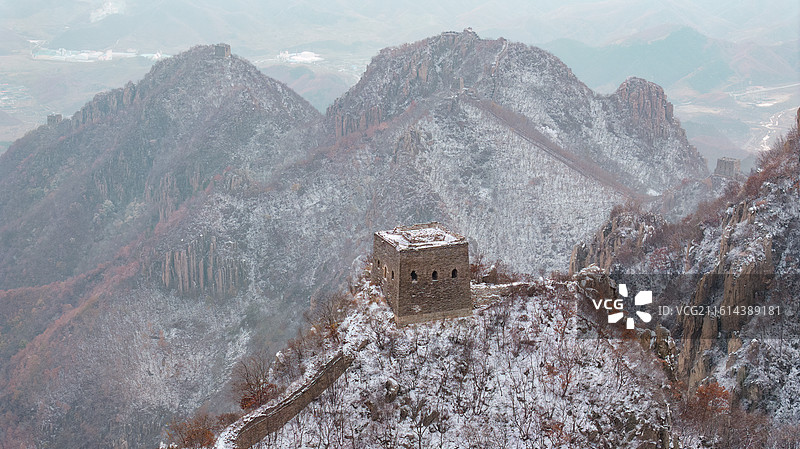 河北省秦皇岛市海港区板厂峪长城雪景图片素材