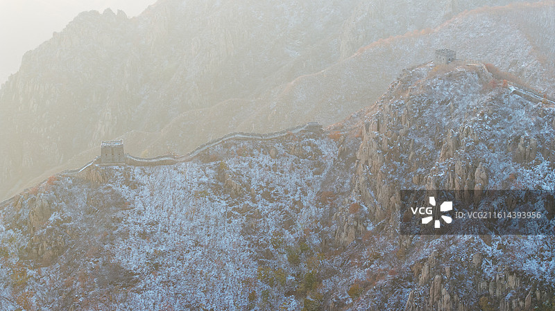 河北省秦皇岛市海港区板厂峪长城雪景图片素材