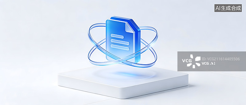 【AI数字艺术】蓝色文件图标环绕光圈图片素材
