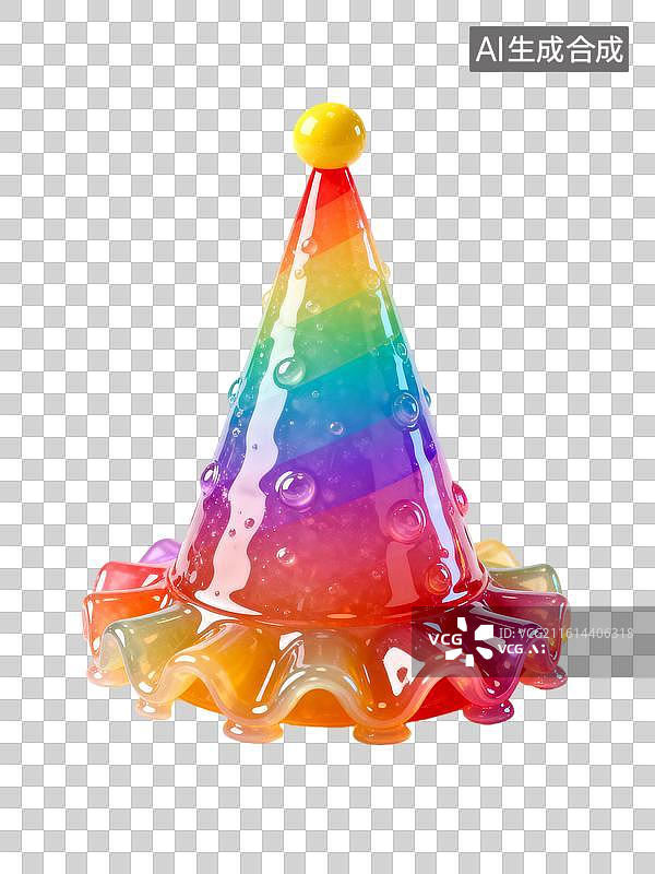 【AI数字艺术】愚人节彩虹果冻帽：泡泡裹满彩色尖顶，花哨又搞怪图片素材