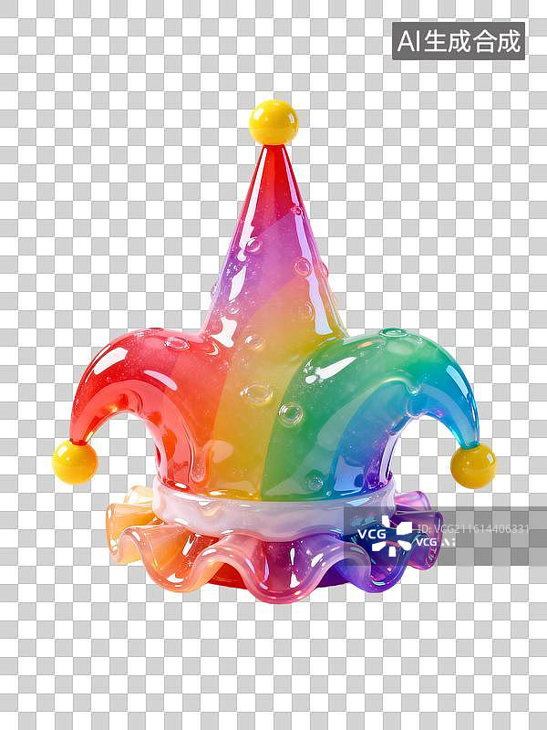 【AI数字艺术】愚人节双角彩虹帽：亮闪闪带小黄球，愚人节装饰感拉满图片素材