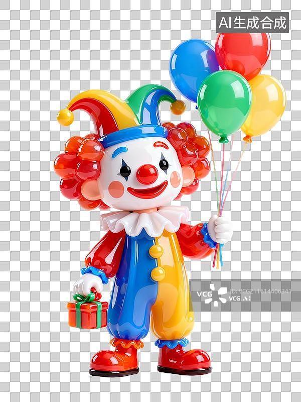 【AI数字艺术】愚人节小丑带礼来：花衣小丑揣礼物拿气球，整活氛围拉满图片素材