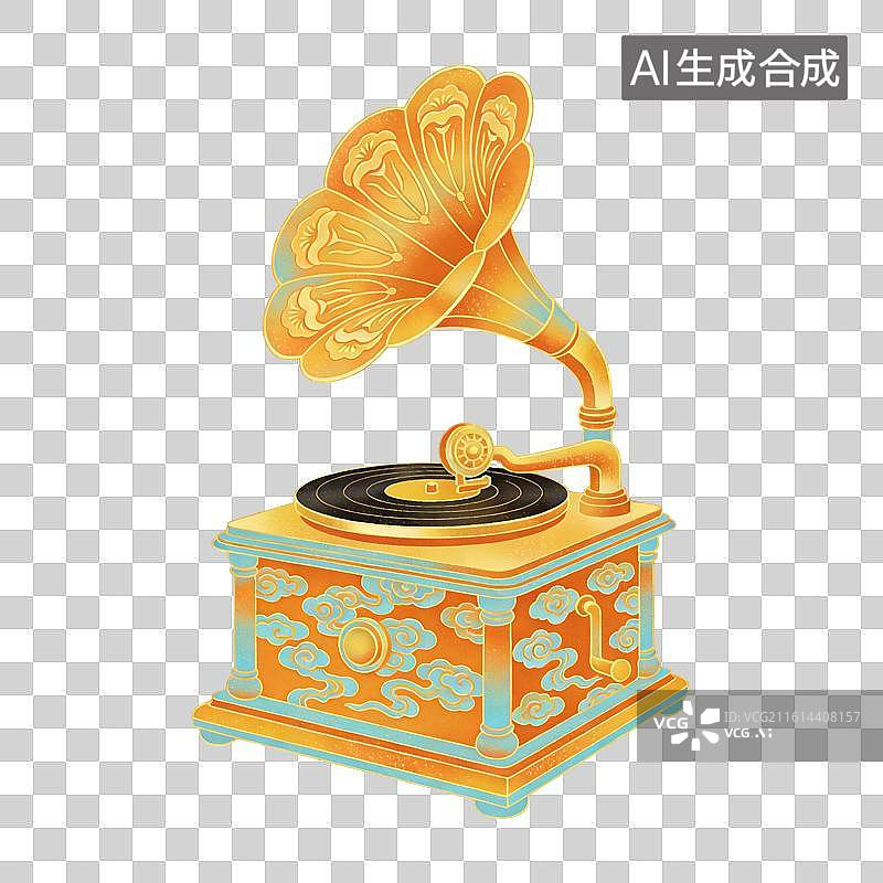 【AI数字艺术】留声机插画图片素材