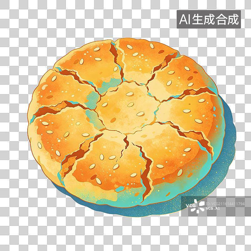 【AI数字艺术】核桃酥美食插画图片素材