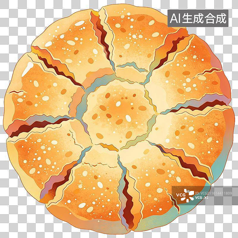 【AI数字艺术】核桃酥美食插画图片素材