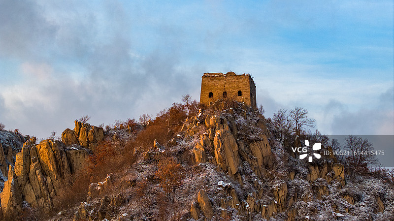 河北省秦皇岛市海港区板厂峪长城雪景图片素材