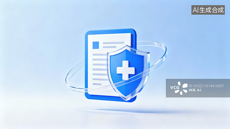 【AI数字艺术】医疗文件与防护盾标志图片素材